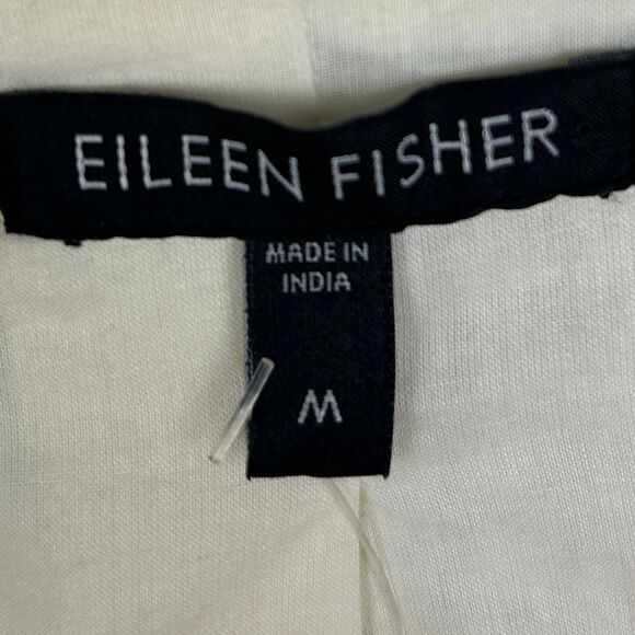NWT Eileen Fisher Open Front Embroidered Cotton Jacket Blazer Cream Bone Women M - Picture 6 of 11